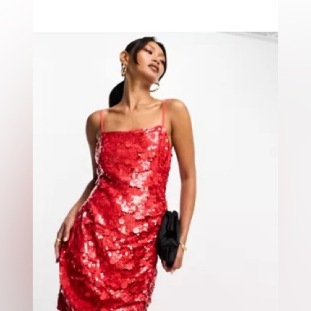 ASOS red sequin dress in both a size 4 and a size 6 for 60 dollars each!